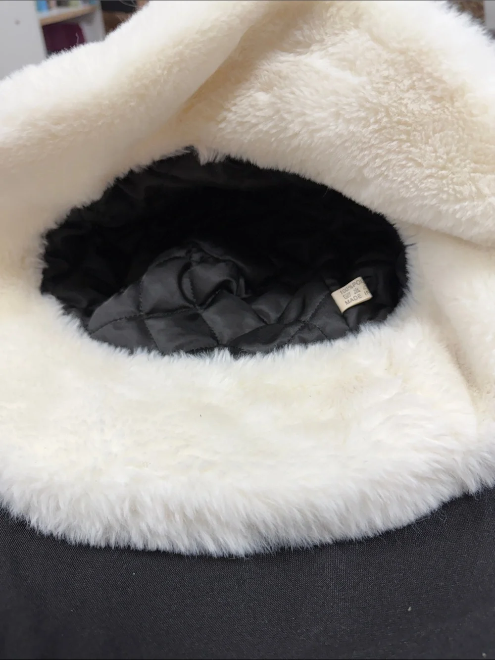 White Faux Fur Bucket Hat - Soft Winter Hat